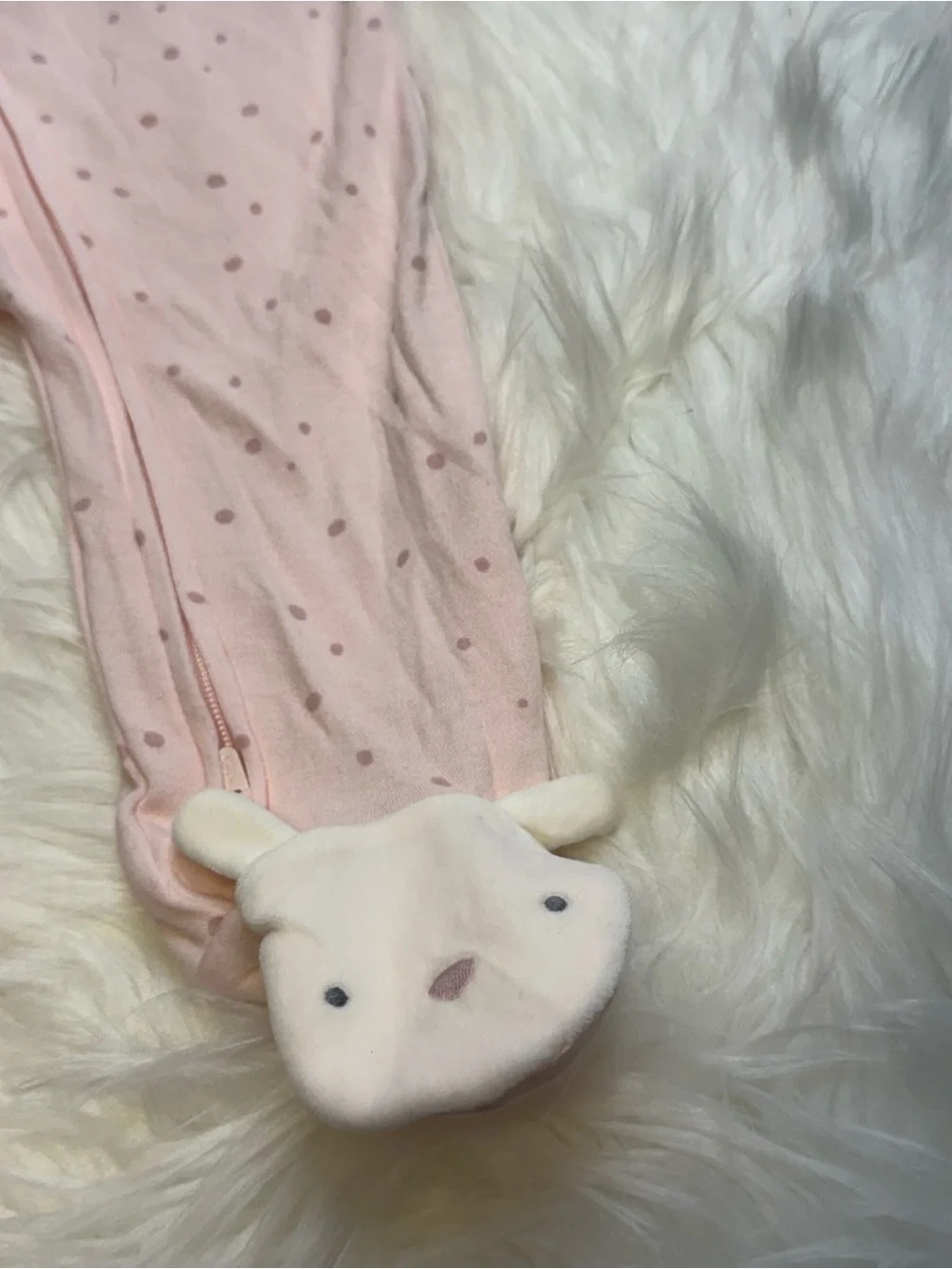 Carter's Light Pink Bunny Footed One-Piece Pajamas 9m